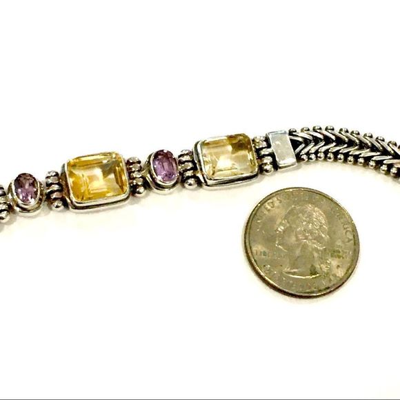 Bali Sterling Amethyst, Citrine, Quartz Bracelet - Picture 10 of 16